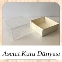 5x5x3 Altı Krem Karton Üstü Asetat Kutu