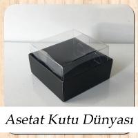 5x5x3 Altı Siyah Karton Üstü Asetat Kutu