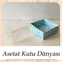 5x5x3  Mavi Zemin Beyaz Puantiyeli Kutu