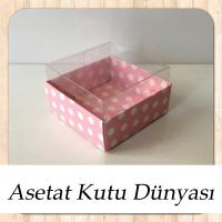 5x5x3  Pembe Zemin Beyaz Puantiyeli Kutu