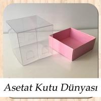 5x5x5 Altı Pembe Karton Üstü Asetat Kutu