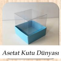 5x5x5 Altı Mavi Karton Üstü Asetat Kutu