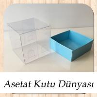 5x5x5 Altı Mavi Karton Üstü Asetat Kutu