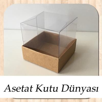 5x5x5 Altı Kraft Karton Üstü Asetat Kutu
