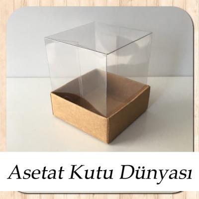 5x5x6 Altı Kraft Karton Üstü Asetat Kutu