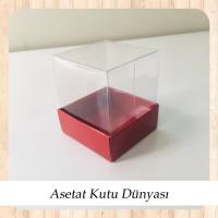 5x5x6 Altı Bordo Karton Üstü Asetat Kutu