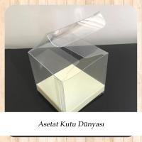 5x5x6 Altı Krem Mermer Desen İç Yükseltici Karton Üstü Otomatik Kutu