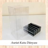 5x5x8 Altı Siyah Beyaz Çizgili Üstü Asetat Kutu