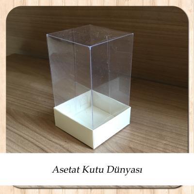 5x5x9 Altı Krem Karton Üstü Asetat Kutu