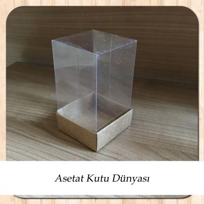 5x5x9 Altı Kraft Karton Üstü Asetat Kutu