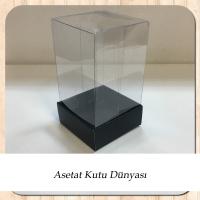 5x5x9 Altı Siyah Karton Üstü Asetat Kutu