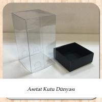 5x5x9 Altı Siyah Karton Üstü Asetat Kutu