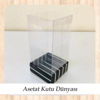 5x5x9 Altı Siyah Beyaz Çizgili Üstü Asetat Kutu