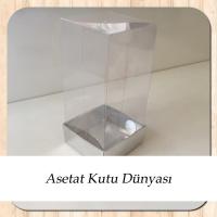 5x5x9 Ölçülü Altı Gümüş Metalize Karton Üstü Asetat Kutu