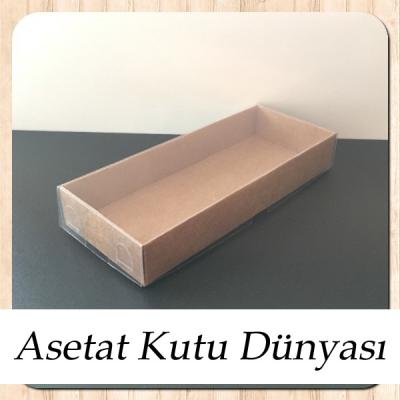 6.5x16x2.5 Altı Kraft Karton Üstü Asetat Kutu
