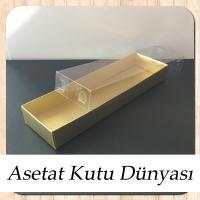 6.5x20.5x2.5 Altı Gold Metalize Karton Üstü Asetat Kutu