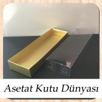 6.5x20.5x2.5 Altı Gold Metalize Karton Üstü Asetat Kutu