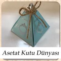 6.5x6.5x7 Mavi Piramit Kutu (Gümüş Saray Desen)