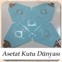6.5x6.5x7 Mavi Piramit Kutu (Gümüş Saray Desen)
