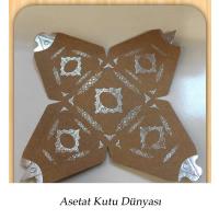 6.5x6.5x7 Kraft Piramit Kutu (Gümüş Saray Desen)