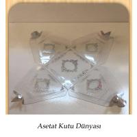 6.5x6.5x7 Şeffaf Piramit Kutu (Gümüş Saray Desen)