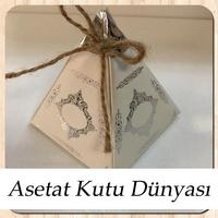 6.5x6.5x7 Beyaz Piramit Kutu (Gümüş Saray Desen)