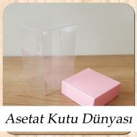 6x6x10 Altı Pembe Karton Üstü Asetat Kutu