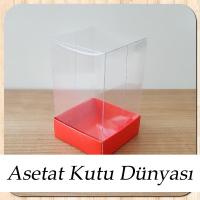 6x6x10 Altı Kırmızı Karton Üstü Asetat Kutu