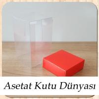 6x6x10 Altı Kırmızı Karton Üstü Asetat Kutu