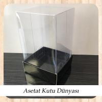 6x6x10 Altı Siyah Karton Üstü Asetat Kutu