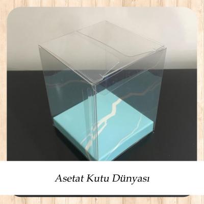 6x6x10 Altı Mavi Mermer Desenli İç Yükseltici Karton Üstü Otomatik Kutu