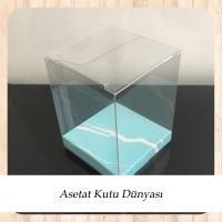 6x6x10 Altı Mavi Mermer Desenli İç Yükseltici Karton Üstü Otomatik Kutu