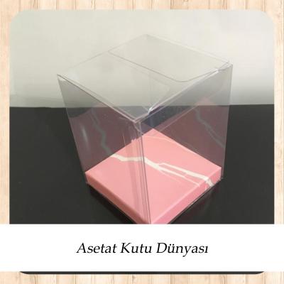 6x6x10 Altı Pembe Mermer Desenli İç Yükseltici Karton Üstü Otomatik Kutu