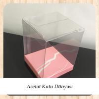6x6x10 Altı Pembe Mermer Desenli İç Yükseltici Karton Üstü Otomatik Kutu