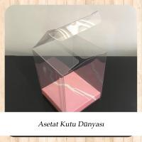 6x6x10 Altı Pembe Mermer Desenli İç Yükseltici Karton Üstü Otomatik Kutu