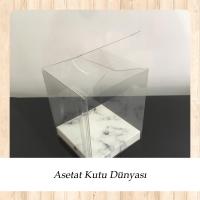 6x6x10 Altı Beyaz Mermer Desenli İç Yükseltici Karton Üstü Otomatik Kutu