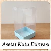 6x6x12 Altı Mavi Karton Üstü Asetat Kutu