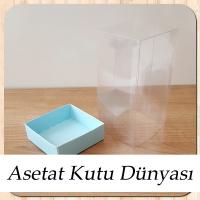 6x6x12 Altı Mavi Karton Üstü Asetat Kutu