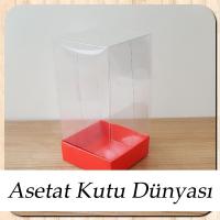 6x6x12 Altı Kırmızı Karton Üstü Asetat Kutu