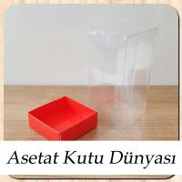 6x6x12 Altı Kırmızı Karton Üstü Asetat Kutu