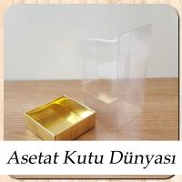 6x6x12 Altı Gold Metalize Karton Üstü Asetat Kutu