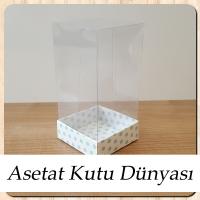 6x6x12 Altı Mavi Puantiyeli Karton Üstü Asetat Kutu