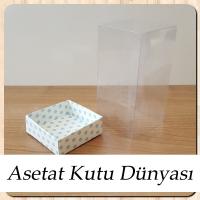 6x6x12 Altı Mavi Puantiyeli Karton Üstü Asetat Kutu