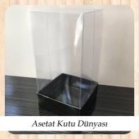 6x6x15.5 Altı Siyah Karton Kutu Üstü Asetat Kutu