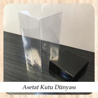 6x6x15.5 Altı Siyah Karton Kutu Üstü Asetat Kutu