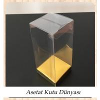6x6x15.5 Altı Gold İç Yükseltici Karton Üstü Asetat Kutu