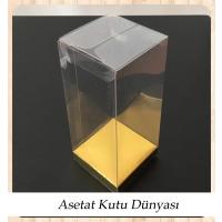 6x6x15.5 Altı Gold İç Yükseltici Karton Üstü Asetat Kutu