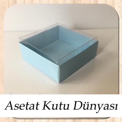 6x6x2.5 Altı Mavi Karton Üstü Asetat Kutu