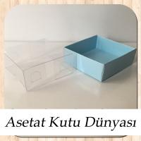 6x6x2.5 Altı Mavi Karton Üstü Asetat Kutu