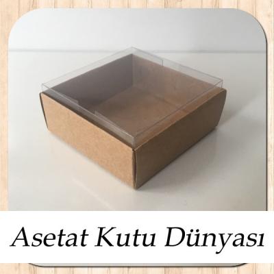 6x6x2.5 Altı Kraft Karton Üstü Asetat Kutu